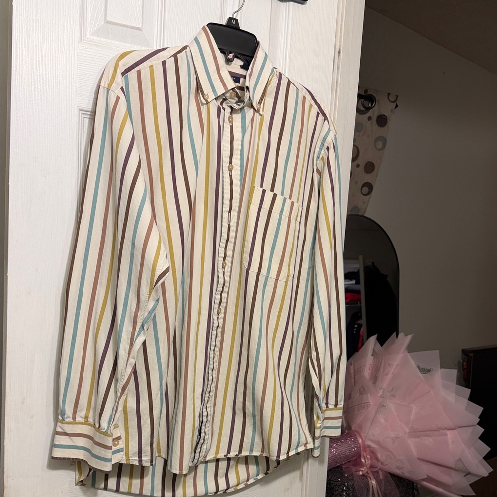 Burberry Men's Striped Button Down Shirt - Multicolor